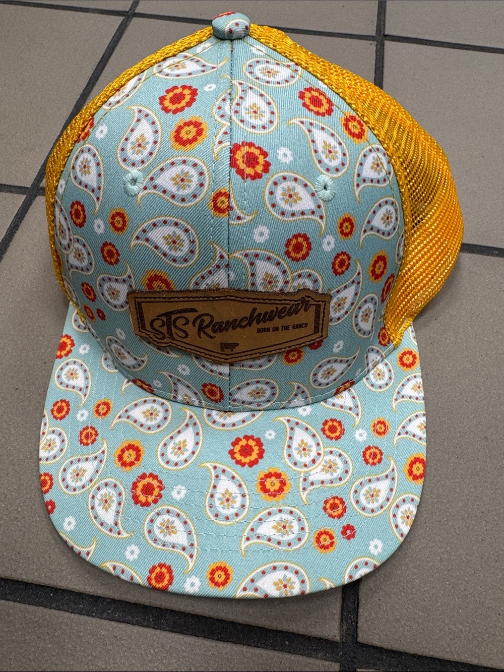 STS Ranchwear Womens Paisley Trucker Hat - Turquoise & Yellow
